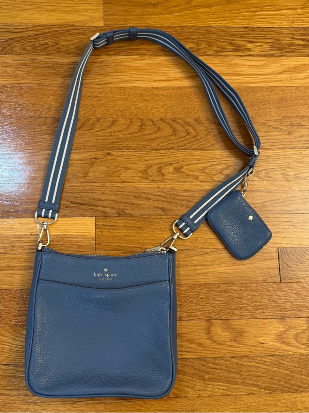 Kate Spade New York Rosie Medium Swingpack Crossbody Blue Pebbled Leather - NWOT - Picture 2 of 9